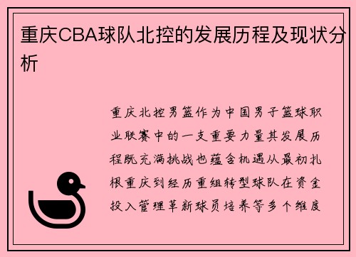 重庆CBA球队北控的发展历程及现状分析